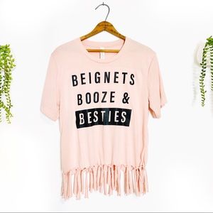 Adorable Light Peach Crop Fringe Top